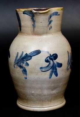 Stoneware Pitcher w/ Floral Decoration att. Richard Remmey, Philadelphia, PA, circa 1870