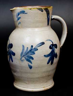 Stoneware Pitcher w/ Floral Decoration att. Richard Remmey, Philadelphia, PA, circa 1870