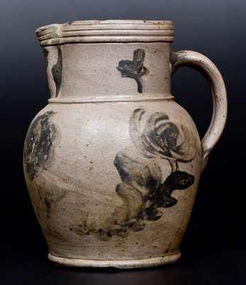 1/2 Gal. Stoneware Pitcher with Floral Decoration, Huntingdon County, PA, circa 1850