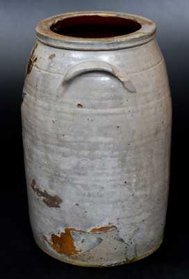 Unusual 4 Gal. Stoneware Jar with Floral Decoration Dated 1863