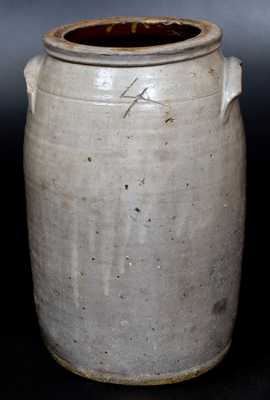 Unusual 4 Gal. Stoneware Jar with Floral Decoration Dated 1863
