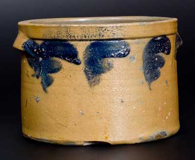 J. SWANK & CO. / JOHNSTOWN, PA Stoneware Butter Crock with Cobalt Decoration