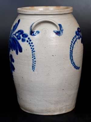 3 Gal. Stoneware Jar with Bold Cobalt Floral Decoration, Baltimore, circa 1840