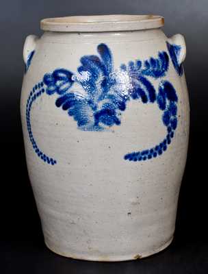 3 Gal. Stoneware Jar with Bold Cobalt Floral Decoration, Baltimore, circa 1840