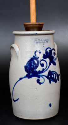 O. L. & A. K. BALLARD / BURLINGTON, VT Stoneware Churn w/ Bold Cobalt Decoration