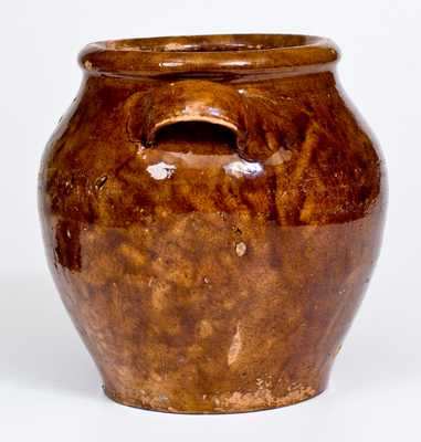 Unusual Lead-Glazed Redware Sugar Jar