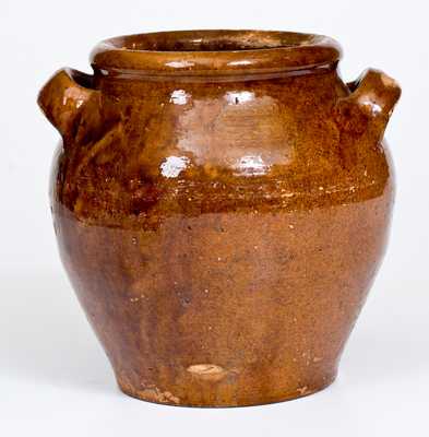 Unusual Lead-Glazed Redware Sugar Jar