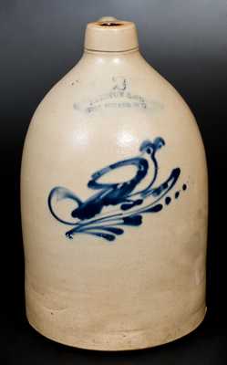 HAXSTUN & CO. / FORT EDWARD, NY Stoneware Jug with Bird Decoration