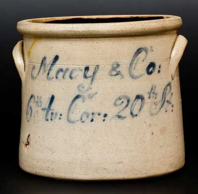 Stoneware Jar w/ Macy & Co. (New York City) Advertising att. Wm. A. Macquoid, Manhattan