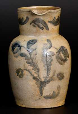 Very Rare WELLS & RICHARDS / READING, PA Half-Gallon Stoneware Pitcher w/ Elaborate Decoration