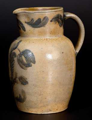 Very Rare WELLS & RICHARDS / READING, PA Half-Gallon Stoneware Pitcher w/ Elaborate Decoration