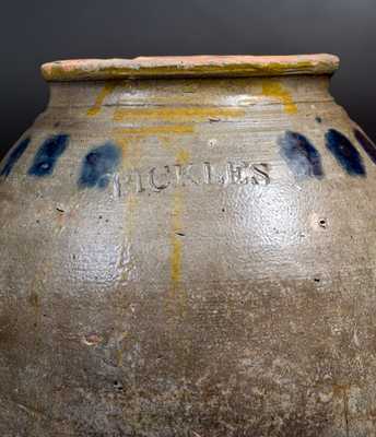 Rare Stoneware PICKLES Jar attrib. Clarkson Crolius, Manhattan, circa 1820