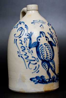 Exceptional and Important New York Stoneware Co. Jug w/ Elaborate Frog Decoration, Made for Potter s Son