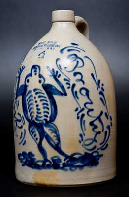 Exceptional and Important New York Stoneware Co. Jug w/ Elaborate Frog Decoration, Made for Potter s Son