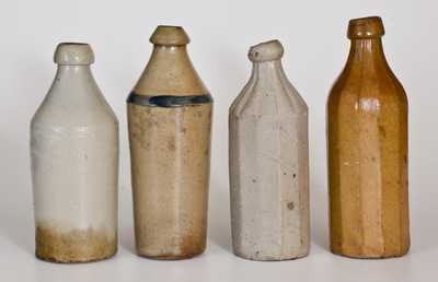 Lot of Four: Stoneware Bottles with Impressed Advertising incl. Three Root Beer Examples