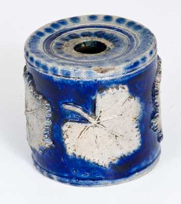 Very Rare John Fritz, Lancaster, PA Stoneware Inkwell w/ Applied Leaf Decoration