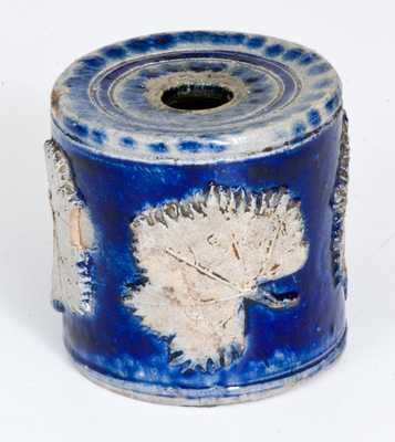 Very Rare John Fritz, Lancaster, PA Stoneware Inkwell w/ Applied Leaf Decoration