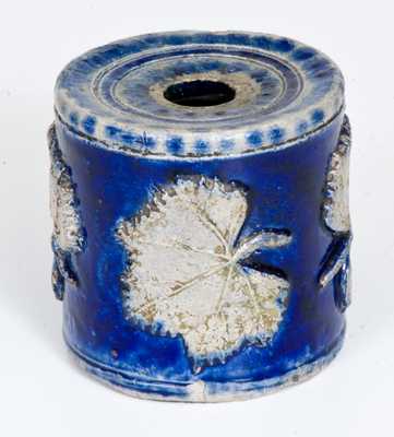 Very Rare John Fritz, Lancaster, PA Stoneware Inkwell w/ Applied Leaf Decoration