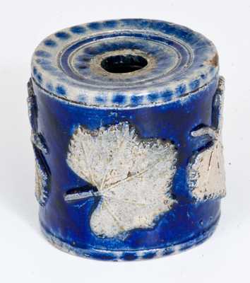 Very Rare John Fritz, Lancaster, PA Stoneware Inkwell w/ Applied Leaf Decoration