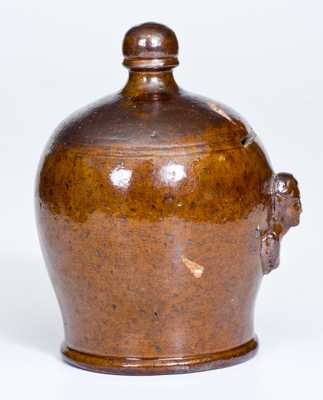 Unusual PA Redware Bank w/ Applied Woman s Bust Inscribed