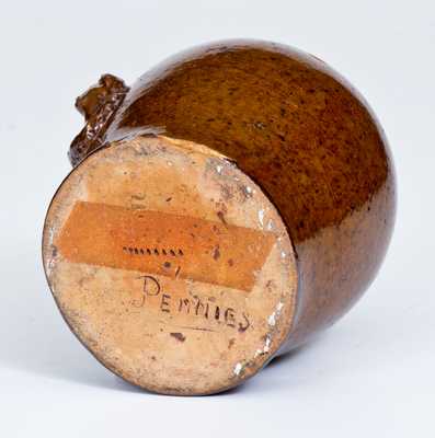 Unusual PA Redware Bank w/ Applied Woman s Bust Inscribed