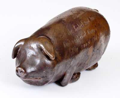 Fine Anna Pottery Pig Flask w/ Detailed 
