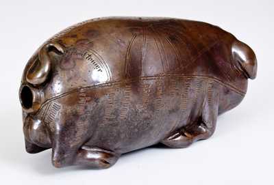 Fine Anna Pottery Pig Flask w/ Detailed 