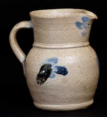 Decorated Pint-Sized Baltimore Stoneware Pitcher w/ Cobalt Decoration, circa 1870