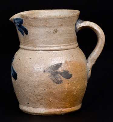 Decorated Pint-Sized Baltimore Stoneware Pitcher w/ Cobalt Decoration, circa 1870