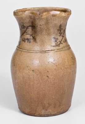 One-Quart Stoneware Pitcher with Floral Decoration, Midwestern or Southern Origin, mid-19th century