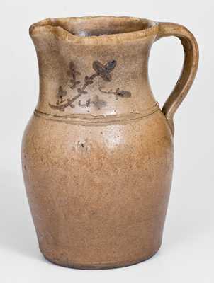 One-Quart Stoneware Pitcher with Floral Decoration, Midwestern or Southern Origin, mid-19th century