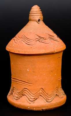 Redware Birdhouse with Incised Decoration, attrib. Henry Schofield, Cecil County, MD, early 20th century