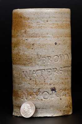 Very Rare Thomas Commeraw Oyster Jar Impressed BROWN / No. 274 Water Street / N. YORK