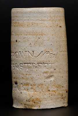 Very Rare Thomas Commeraw Oyster Jar Impressed BROWN / No. 274 Water Street / N. YORK