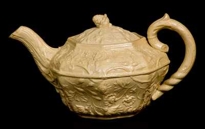 Very Rare AMERICAN POTTERY CO. / JERSEY CITY Yellowware Teapot, 1838-1845