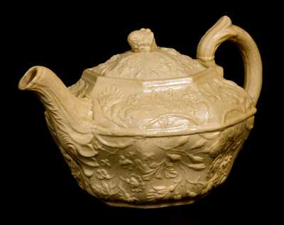 Very Rare AMERICAN POTTERY CO. / JERSEY CITY Yellowware Teapot, 1838-1845