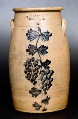 O. L. & A. K. BALLARD / BURLINGTON, VT Stoneware Churn w/ Grapes Decoration