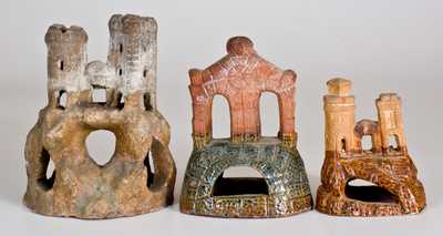 Lot of Three: Pottery Aquarium Castles, late 19th century