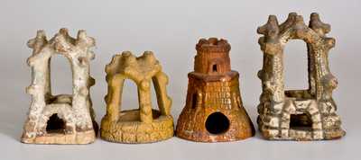 Lot of Four: Pottery Aquarium Castles, late 19th century