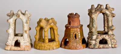 Lot of Four: Pottery Aquarium Castles, late 19th century