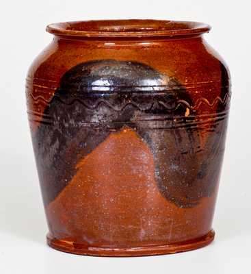 Redware Jar w/ Manganese Decoration and Incised Lines, Pennsylvania, 19th century