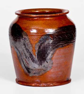 Redware Jar w/ Manganese Decoration and Incised Lines, Pennsylvania, 19th century
