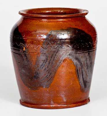 Redware Jar w/ Manganese Decoration and Incised Lines, Pennsylvania, 19th century