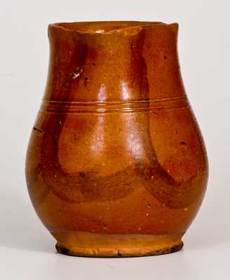 Redware Cream Pitcher with Brushed Manganese Decoration