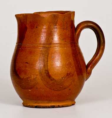 Redware Cream Pitcher with Brushed Manganese Decoration