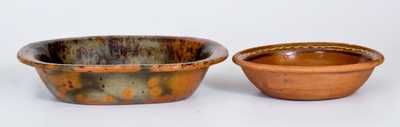 Lot of Two: Redware Dish and Redware Bowl