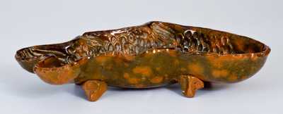 Glazed Pennsylvania Redware Fish-Shaped Baking Mold