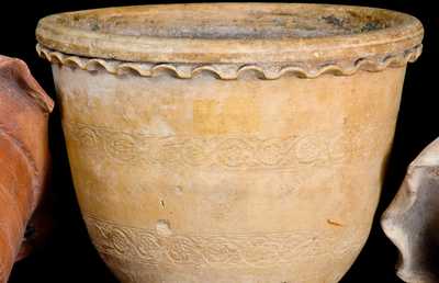 Lot of Three: Rare Galena, Illinois, Redware incl. Two Hanging Baskets and Flowerpot