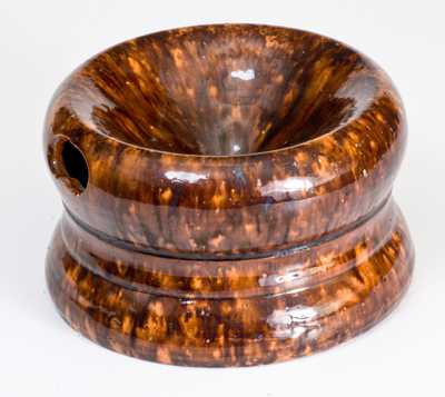 JOHN BELL / WAYNESBORO Redware Spittoon w/ Sponged Manganese Decoration