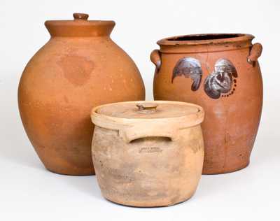 Lot of Three: John Bell / John W. Bell, Waynesboro, Pennsylvania, Redware